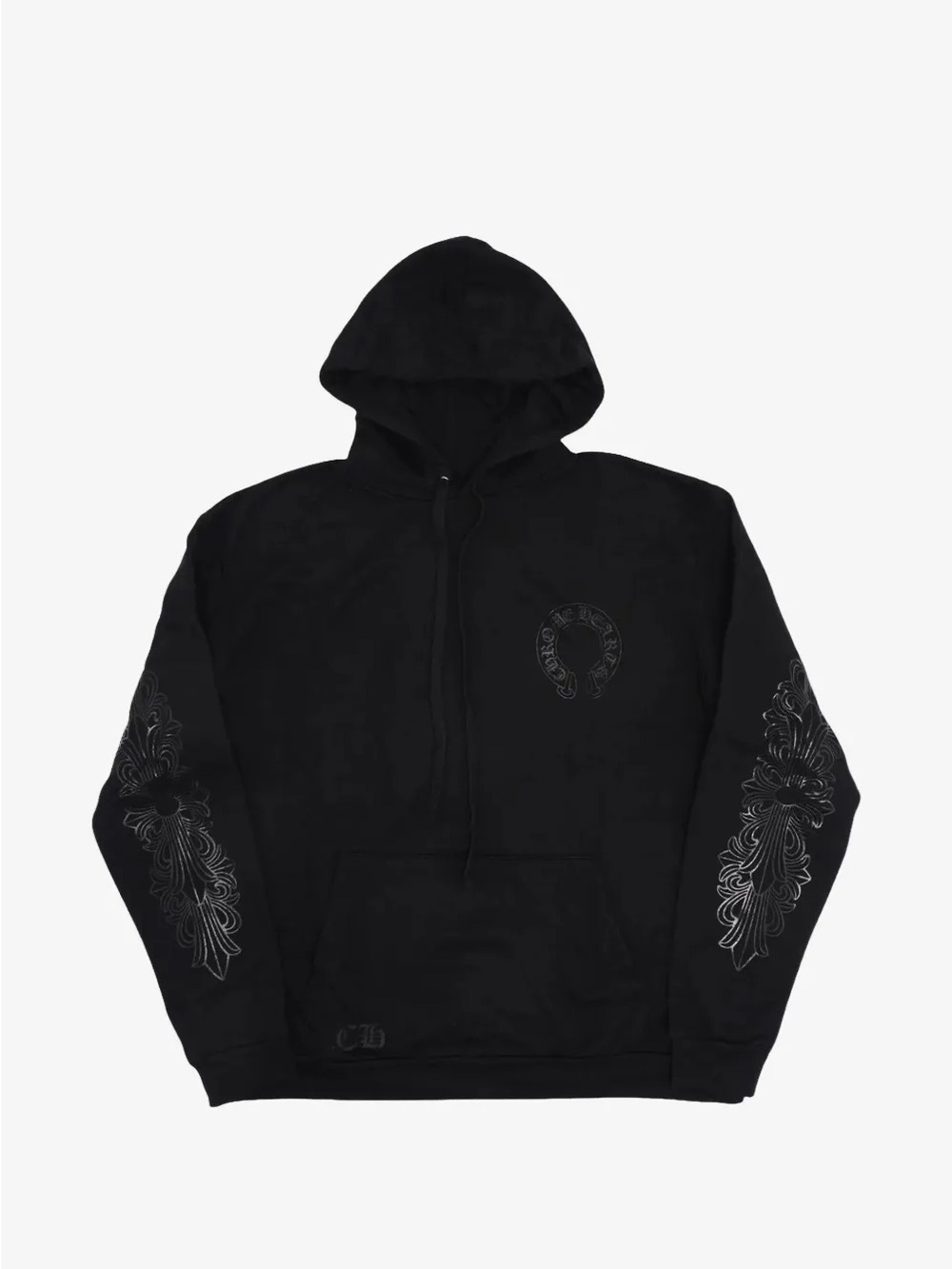 Chrome Hearts Blacked Out Tonal Glitter Logo Hoodie Size S